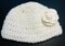 Crocheted white Baby  Hat(6 to 12 month size) with flower product 1